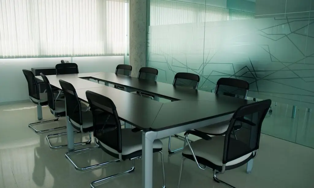 Meeting room with glass walls