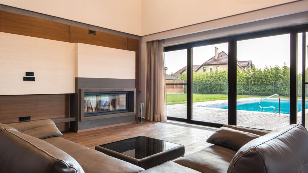 Sliding doors with pool view